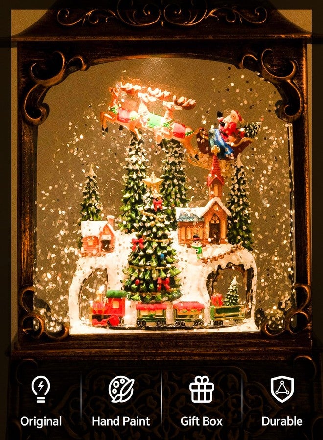 كرة ثلجية موسيقية على شكل قطار سانتا ورنة وشجرة عيد الميلاد - فانوس كرة ثلجية مضيء لعيد الميلاد مع بريق متلألئ، وأضواء LED، و8 أغانٍ كلاسيكية، هدايا زينة عيد الميلاد للبالغين من الرجال والنساء - Image 2